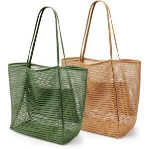 BeachNylon Mesh Tote Bag Olive Khaki